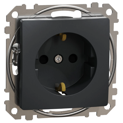 Розетка с заземлением и шторками Черный Sedna Design Schneider Electric Sedna Design & Elements SDD114022