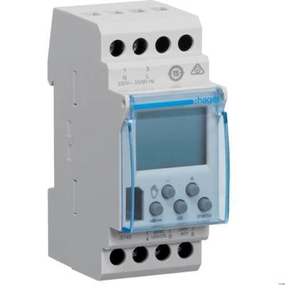 Таймер цифровой недельный, 1-канал+Bluetooth, запас хода 5 лет Hager EGN103