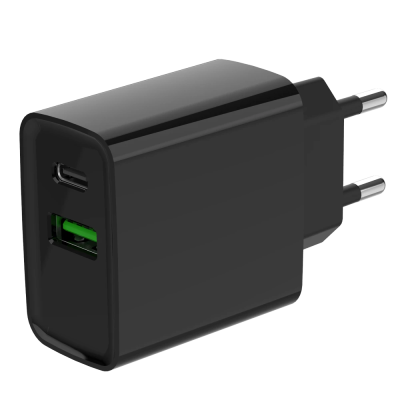 Сетевое зарядное устройство Gembird TA-UC-PDQC20-01-BK (USB Type A + USB Type C)