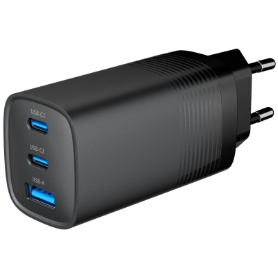 Сетевое зарядное устройство Gembird TA-UC-PDQC65-01-BK (USB Type A + USB Type C)