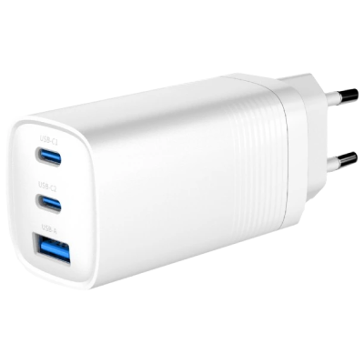 Сетевое зарядное устройство Gembird TA-UC-PDQC65-01-W (USB Type A + USB Type C)