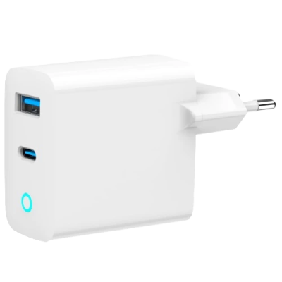 Сетевое зарядное устройство Gembird TA-UC-PDQC65L-W-01 (USB Type A + USB Type C)
