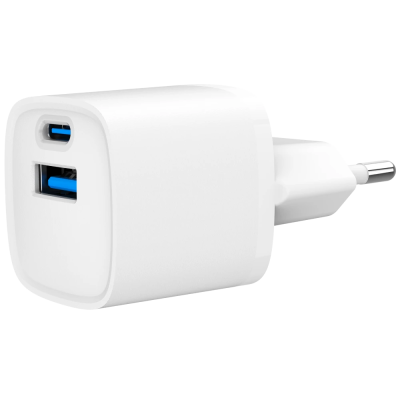 Сетевое зарядное устройство Gembird TA-UC-PDQC20-W-01 (USB Type A + USB Type C)