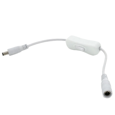Удлинитель питания с выключателем DC-F => DC-M (D 5,5x2,5мм) White