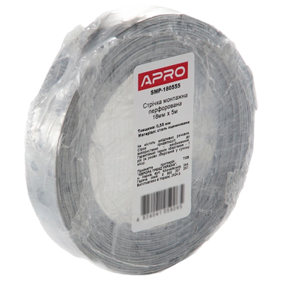 Лента монтажная перфорированная APRO 18х0,55 мм 15м Лента монтажная перфорированная APRO 18х0,55 мм 15м