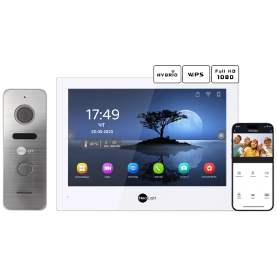 Комплект відеодомофону Neolight ALPHA Hybrid + PRIME FHD Silver з кутком