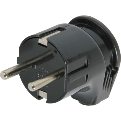 Вилка NA-UEA євро з з/к 16А чорна кутова