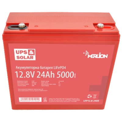 Літієва акумуляторна батарея Merlion LiFePO4 12.8В 24А•г