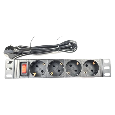 Подовжувач 1U 10" 220В 4 розетки з вимикачем 1.8м