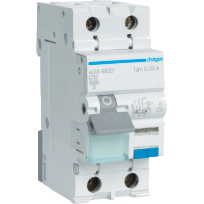 Дифавтомат 1P+N, 6kA, C-32A, 30mA, A Hager ADA982D