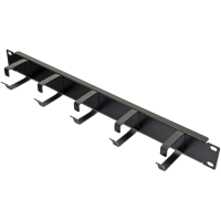 Кабельний організатор 1U з 5 металевими кільцями, чорний