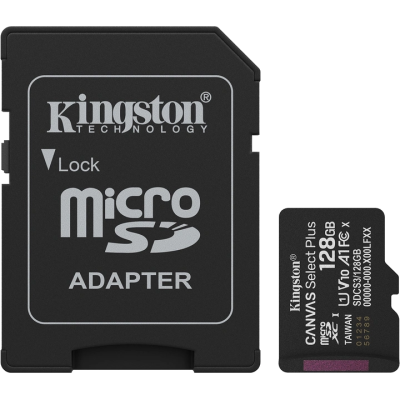 Карта пам'яті Kingston microSD 128GB C10 UHS-I A1 V10 R150MB/s + SD