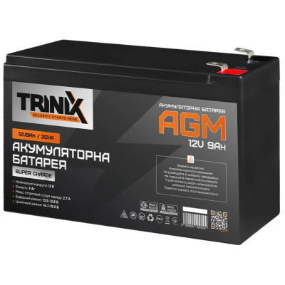 Свинцево-кислотна акумуляторна батарея TRINIX SUPER CHARGE 9А•г 12В