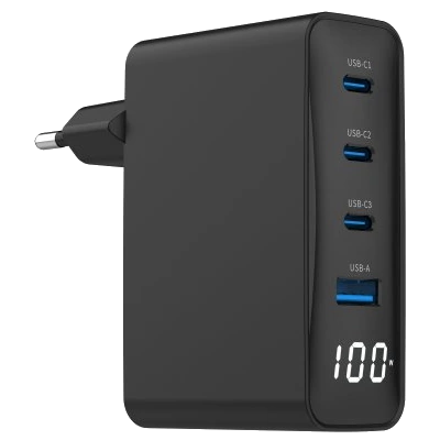 Зарядний пристрій Gembird TA-UC-PDQC100LCD-01-BK PD 100W