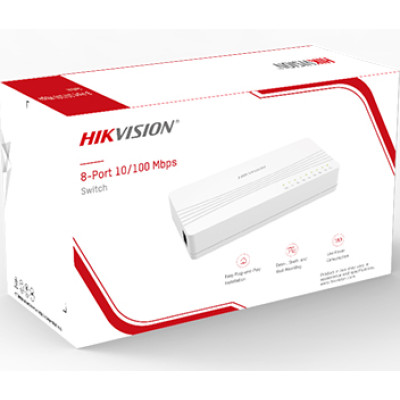 Комутатор 8 портів некерований Hikvision DS-3E0108D-E