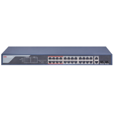 24-портовый неуправляемый POE коммутатор Hikvision DS-3E0326P-E(B)