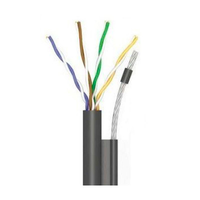 Кабель (UTP медь уличный с тросом) OK-Net 4*2*0,51 КППт-ВП (100) трос 7*0,5мм cat 5e, бухта 305 м