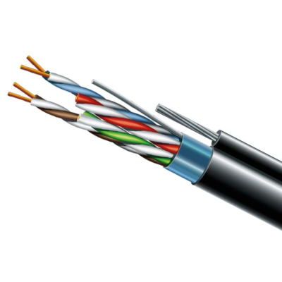 Кабель витая пара ЗЗЦМ (FTP медь уличный с тросом) Cat. 5e F/UTP PE 4х2х24 AWG + S. M. трос (к)(72113) бухта 500м.