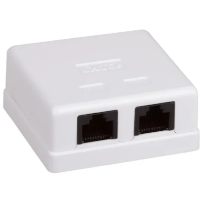 Розетка 2-портовая RJ45 UTP, белая, 5E MB-UTP2