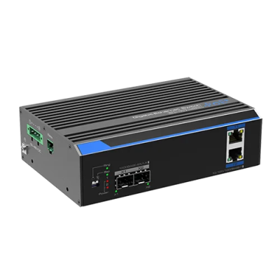 Промышленный 2-портовый неуправляемый коммутатор Gigabit+2*SFP (12-48 В) UTP7202GE-POE