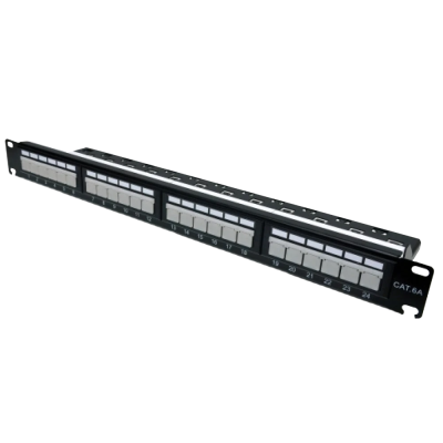 Патч-панель 19" 24xRJ-45 UTP, кат. 6a, с задним организатором с пластиковыми шторками, LW L&W ELECTRONICAL LW-PP74