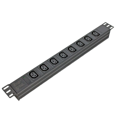 Блок 19" на 8 роз. С13, 10А, с индикат., без шнура, черный, 1U, Kingda Kingda KD-IEC1008WKPB19A-C14