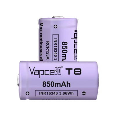 Аккумулятор Vapcell T8 INR16340 (CR123A) 850 mah 3A, Li-ion