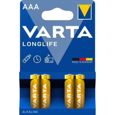 Батарейка AAA VARTA LONGLIFE BLI 4 ALKALINE