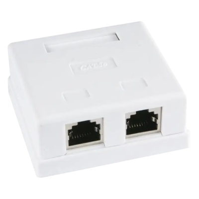 Розетка 2 порта экранированная RJ45 STP белая 5E Hypernet MB-STP2