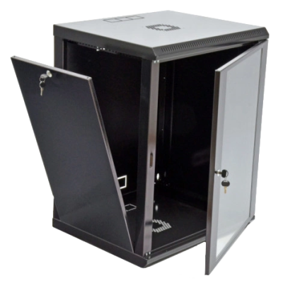 Шкаф акриловое стекло, черный 15U 600х500