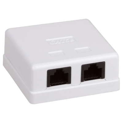 Розетка 2-портовая RJ45 UTP, белая, 6 категория Hypernet MB-UTP6-2
