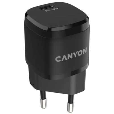 Сетевое зарядное устройство Canyon H-08 black (PD 20W)