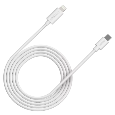Кабель Canyon CFI12B white (Lightning - USB-C ) 2м 20Вт
