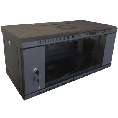 Шкаф коммутационный настенный разборный черный Hypernet WMNC-4U-FLAT-AC-BLACK 4U 600x450