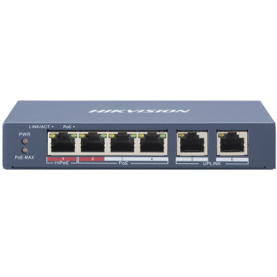 4-портовый неуправляемый POE коммутатор Hikvision DS-3E0106HP-E/M