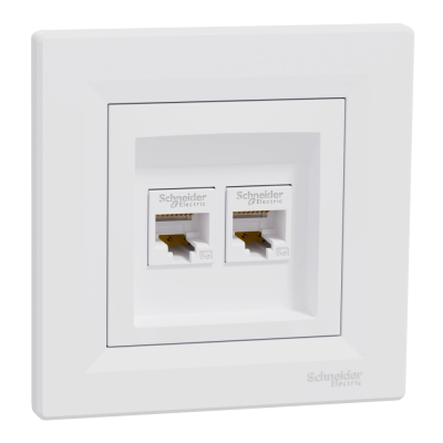 Розетка компьютерная двойная белая Schneider Electric Asfora EPH4400121 RJ45 5e
