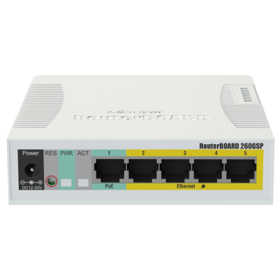 Коммутатор 5 портов управляемый MikroTik RB260GSP (CSS106-1G-4P-1S) PoE