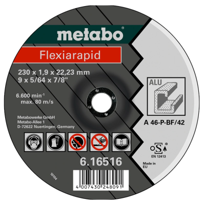 Отрезной круг по алюминию 125 x 1,0 x 22,23 мм, TF 41 Metabo Flexiarapid (616513000)