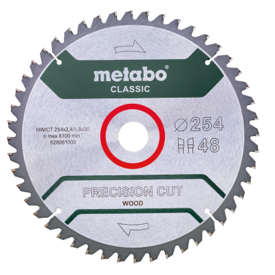 Пильный диск 254x30, Z48 WZ 5°neg. Metabo "precision cut wood - classic" (628061000)