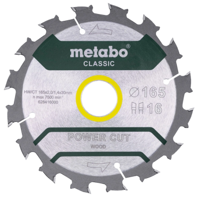 Пильный диск 165x30, Z16 WZ 5° /B Metabo "power cut wood - professional" (628416000)