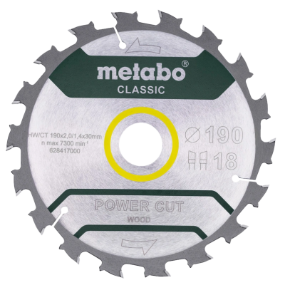 Пильный диск 190x30, Z18 WZ 5° /B Metabo "power cut wood - professional" (628417000)