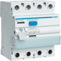 Дифференциальное реле 4P, 6kA, 40A,30mA, A Hager CDA440D