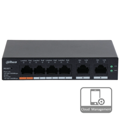 Комутатор 6 портів керований Dahua DH-CS4006-4GT-60 PoE