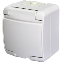 Розетка 1-на с с/к Schuko RHE-1s (белая/белая крышка, IP54) ETI 4668015 Hermetics