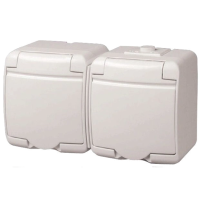Розетка 2-на с/к Schuko RHE-2s (белая/белая крышка, IP54) ETI Hermetics 4668019