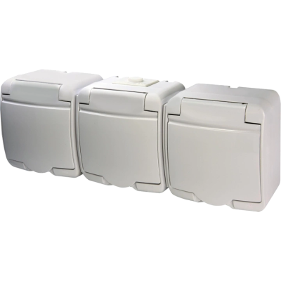 Розетка 3-на с/к Schuko RHE-3s (белая/белая крышка, IP54) Hermetics ETI 4668023