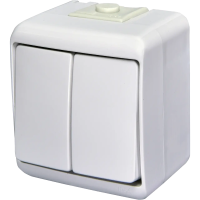 Вимикач 2-клавішний накладний, білий, IP 54 ETI Hermetics 4668001