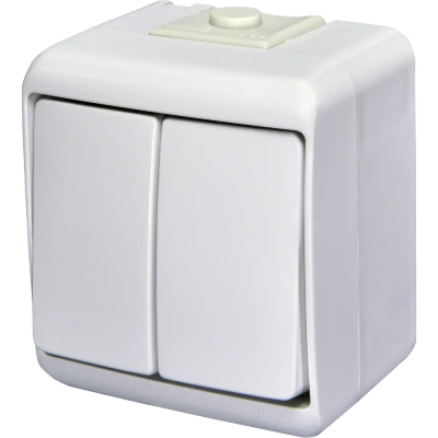 Вимикач 2-клавішний накладний, білий, IP 54 ETI Hermetics 4668001