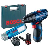 Аккумуляторный шуруповерт и фонарик Bosch GSR 120-LI + GLI 12V-300 (06019G8004)