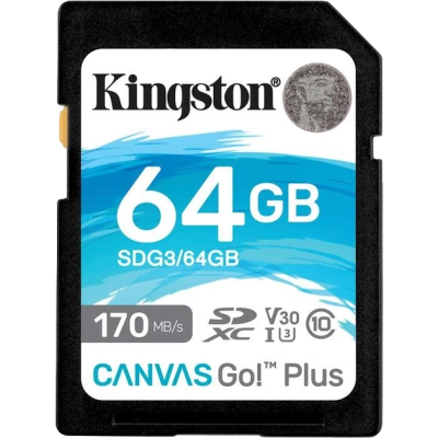 Карта памяти Kingston SDXC Canvas Go Plus 170R C10 UHS-I U3 V30 64Гб